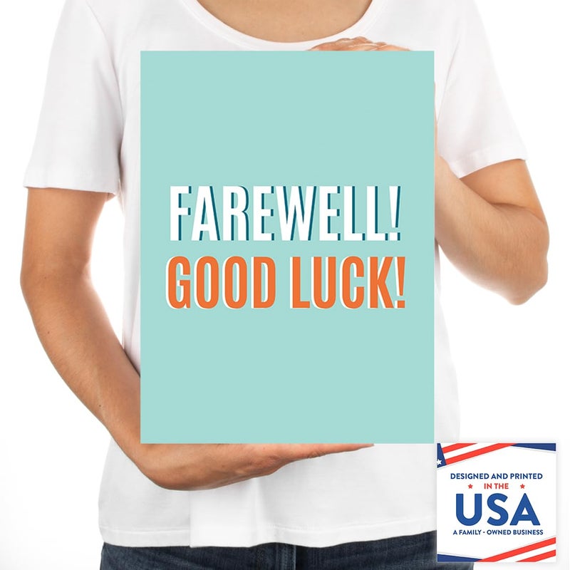 Andaz Press Funny Jumbo Farewell Card With Envelope 8.5 x 11 inch, Office Card, Farewell Good Luck! Diamond Blue 1-Pack, Includes Envelope - Image 4